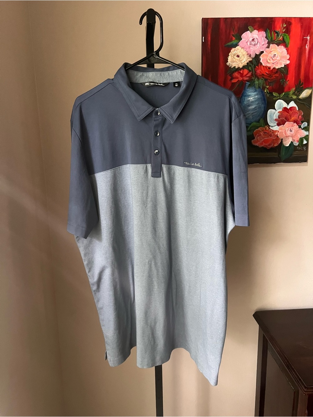 Travis Mathew Two-Tone Blue Short-Sleeve Polo